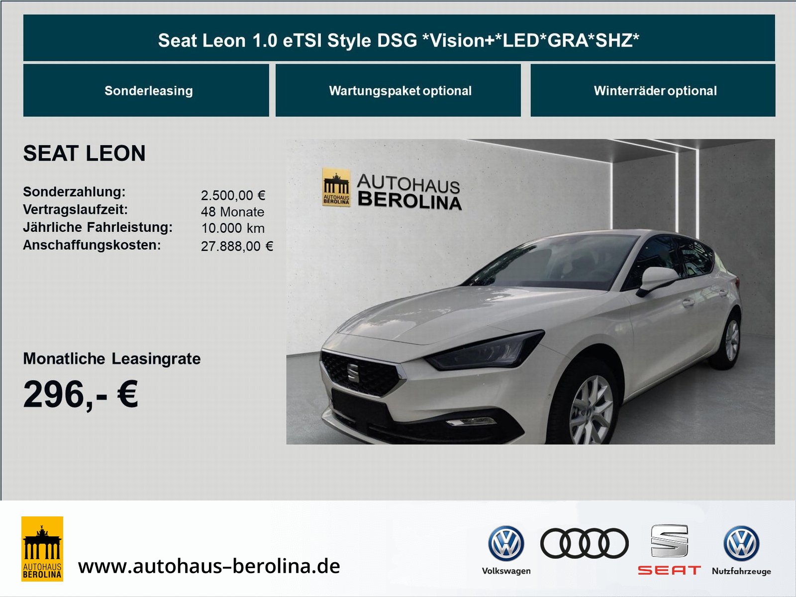 SEAT Leon 1.0 eTSI Style DSG *Vision+*LED*GRA*SHZ*