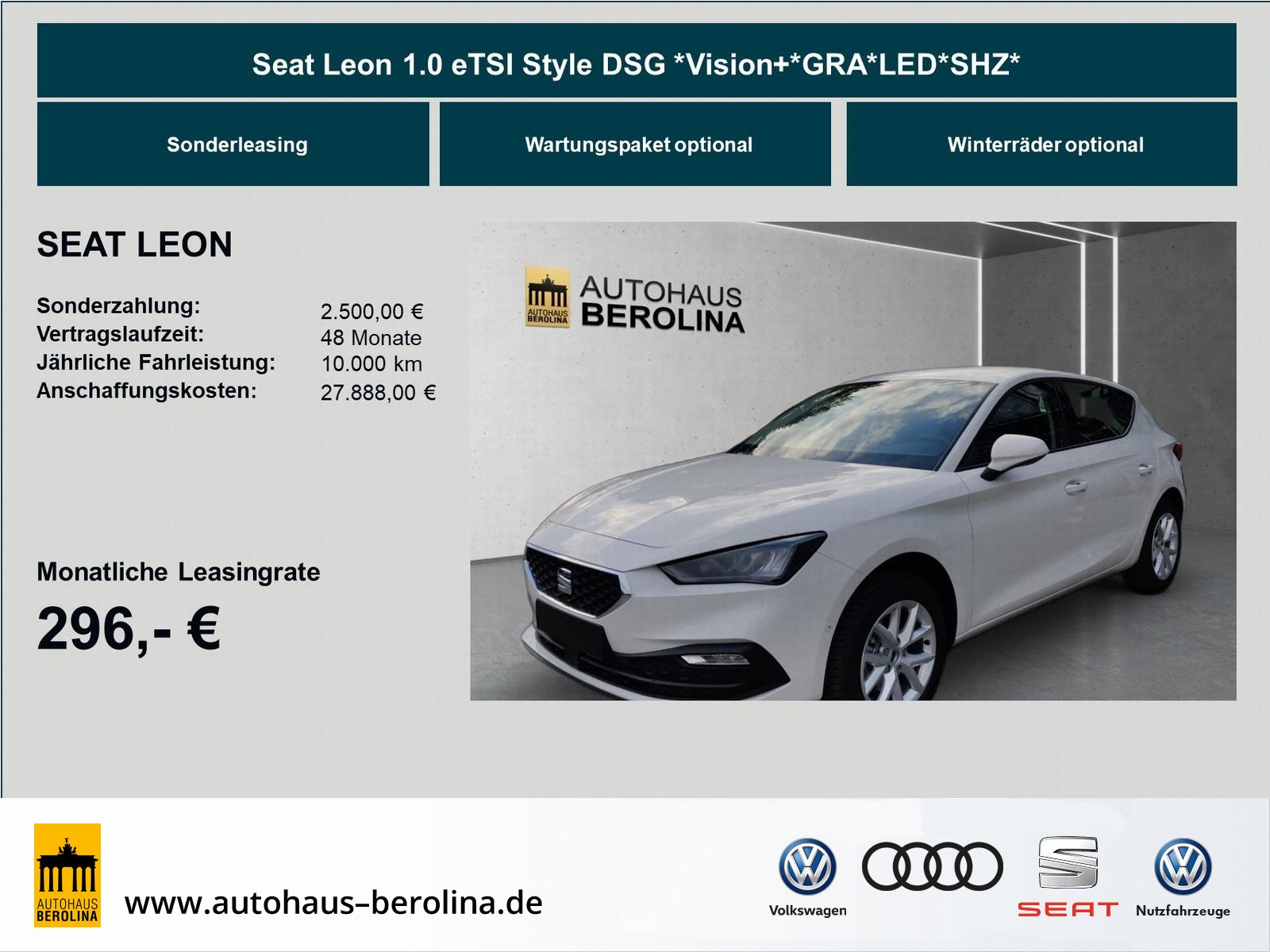 SEAT Leon 1.0 eTSI Style DSG *Vision+*GRA*LED*SHZ*