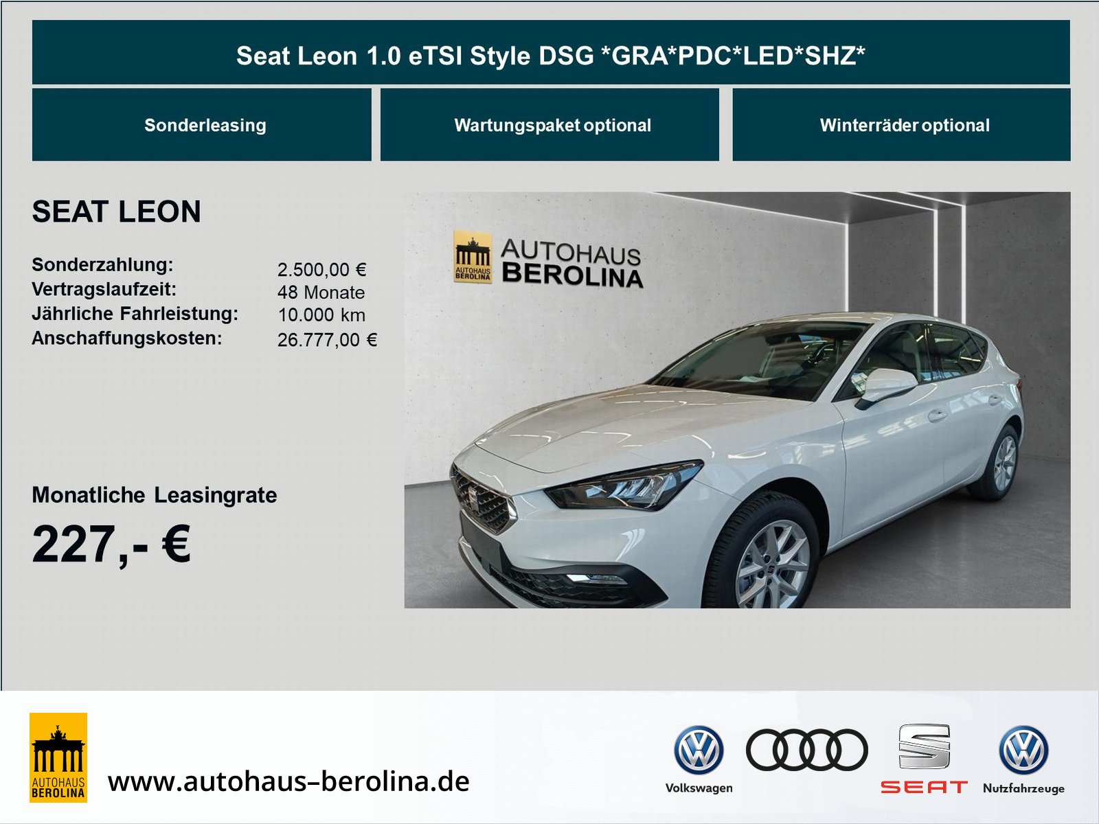 SEAT Leon 1.0 eTSI Style DSG *GRA*PDC*LED*SHZ*